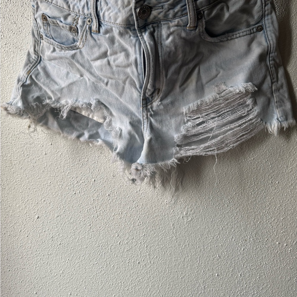 Distressed Light Blue Denim Shorts